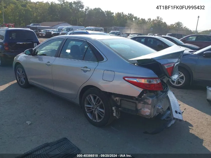 2015 Toyota Camry Se VIN: 4T1BF1FK0FU995432 Lot: 40386518