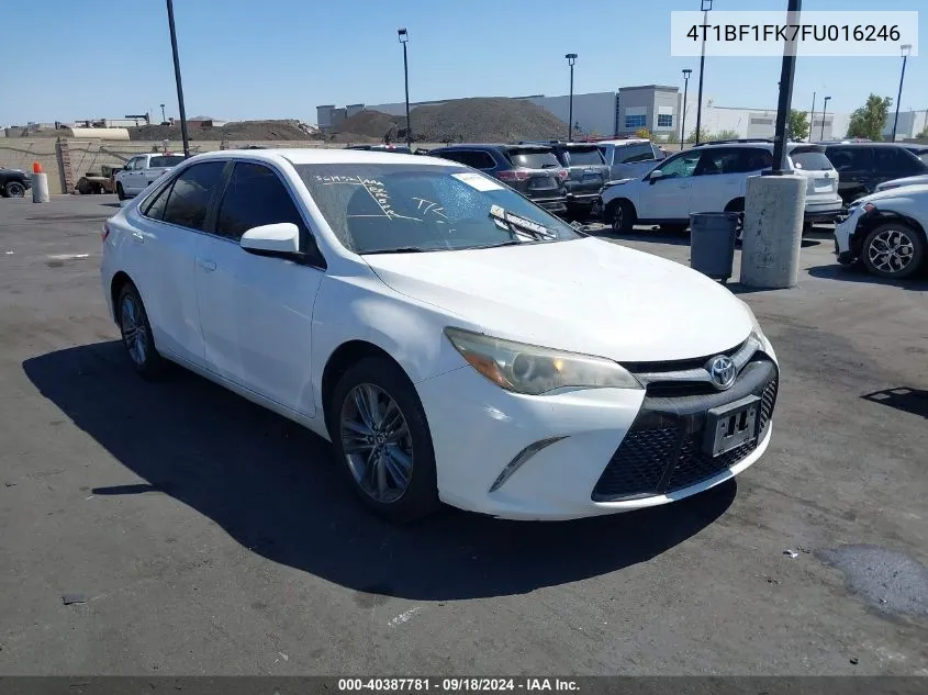 2015 Toyota Camry Se VIN: 4T1BF1FK7FU016246 Lot: 40387781