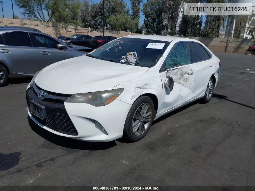 2015 Toyota Camry Se VIN: 4T1BF1FK7FU016246 Lot: 40387781