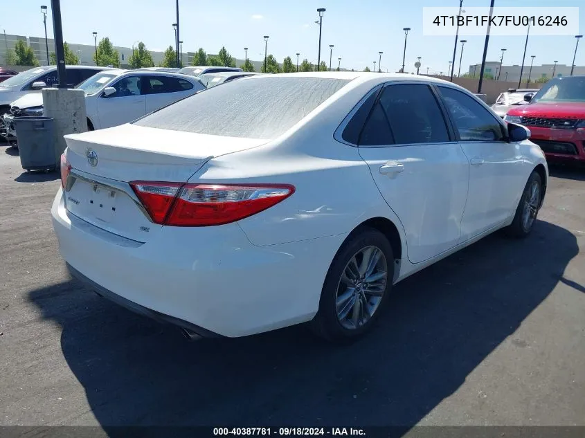 2015 Toyota Camry Se VIN: 4T1BF1FK7FU016246 Lot: 40387781