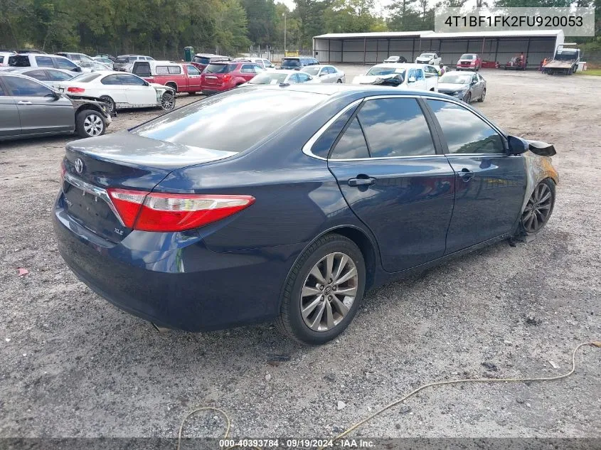 2015 Toyota Camry Xle VIN: 4T1BF1FK2FU920053 Lot: 40393784