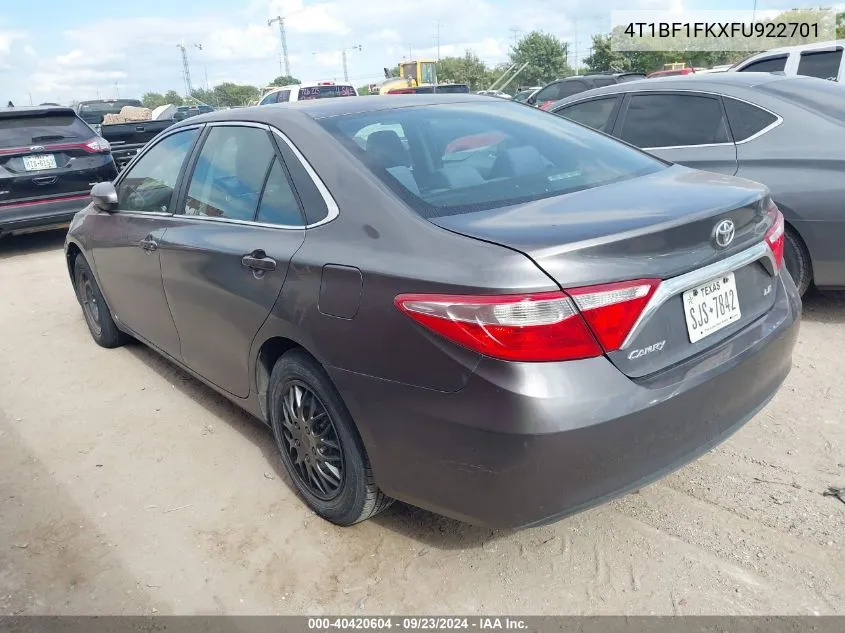 2015 Toyota Camry Le VIN: 4T1BF1FKXFU922701 Lot: 40420604