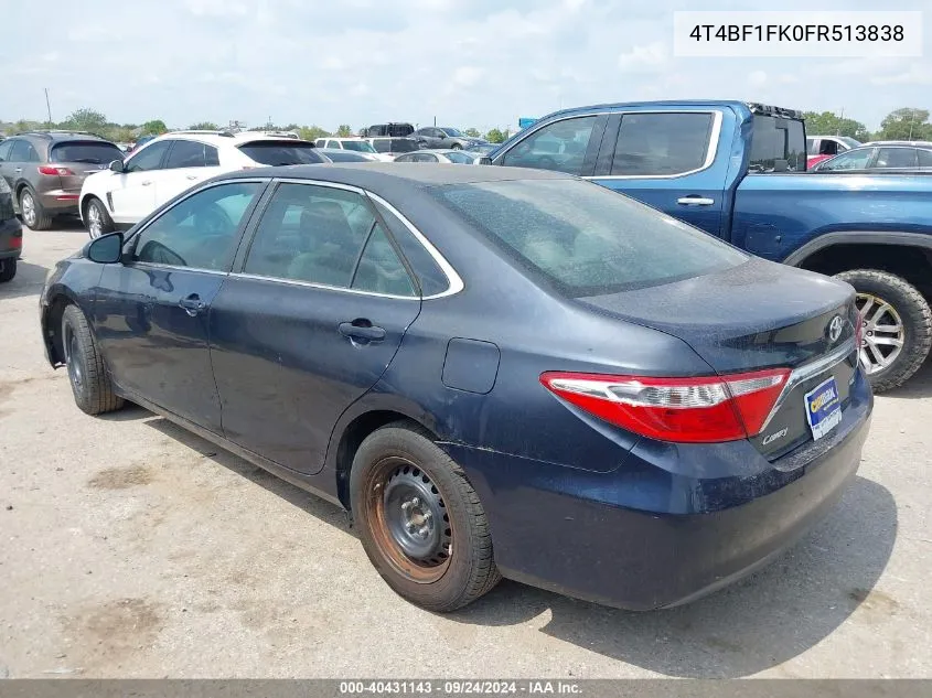 2015 Toyota Camry Le VIN: 4T4BF1FK0FR513838 Lot: 40431143