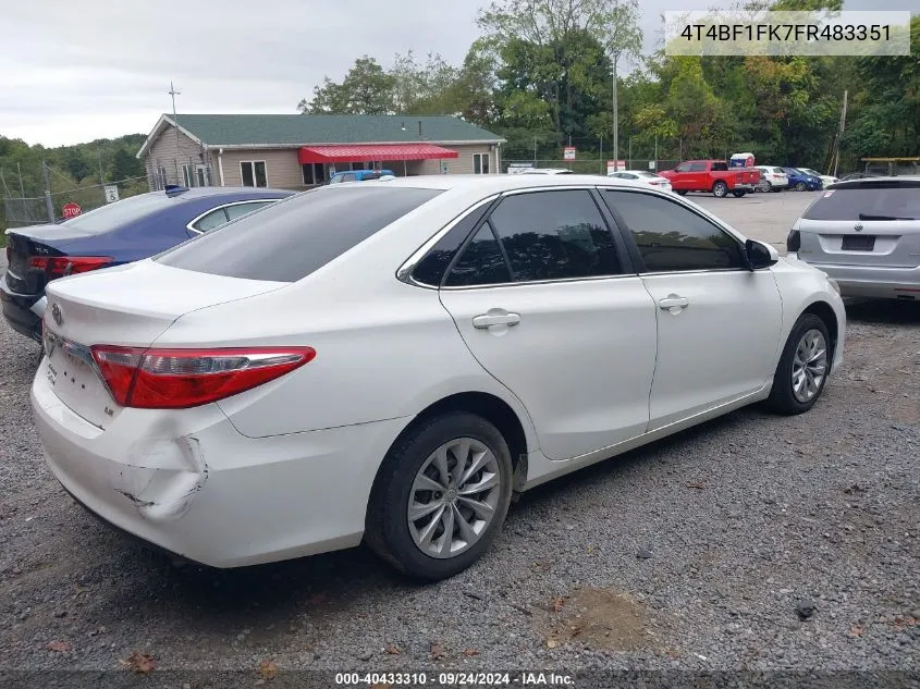 2015 Toyota Camry Le VIN: 4T4BF1FK7FR483351 Lot: 40433310