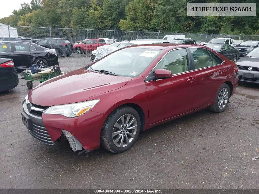 2015 Toyota Camry Xle VIN: 4T1BF1FKXFU926604 Lot: 40434994