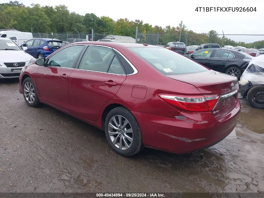 2015 Toyota Camry Xle VIN: 4T1BF1FKXFU926604 Lot: 40434994