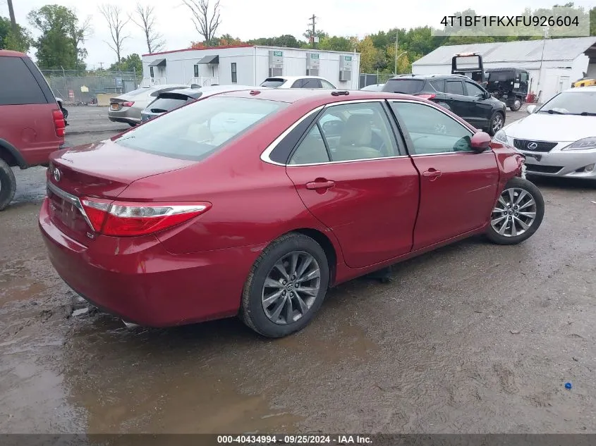 4T1BF1FKXFU926604 2015 Toyota Camry Xle