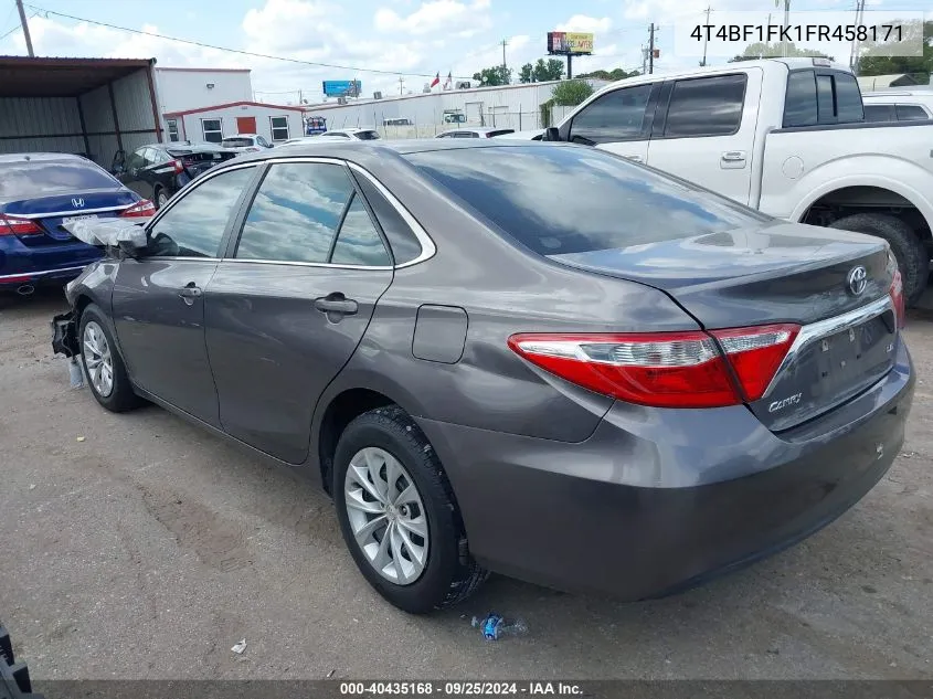 2015 Toyota Camry Le VIN: 4T4BF1FK1FR458171 Lot: 40435168