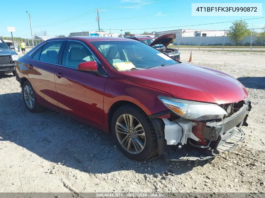 2015 Toyota Camry Se VIN: 4T1BF1FK3FU990872 Lot: 40452971