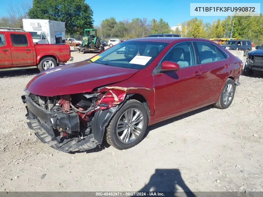 2015 Toyota Camry Se VIN: 4T1BF1FK3FU990872 Lot: 40452971