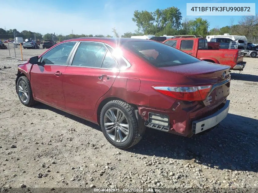 2015 Toyota Camry Se VIN: 4T1BF1FK3FU990872 Lot: 40452971