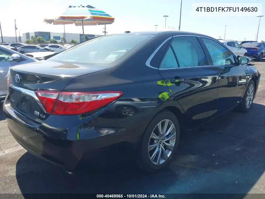 2015 Toyota Camry Hybrid Xle VIN: 4T1BD1FK7FU149630 Lot: 40469565