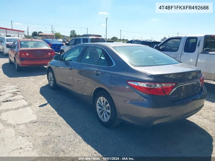 2015 Toyota Camry Le VIN: 4T4BF1FKXFR492688 Lot: 40474604