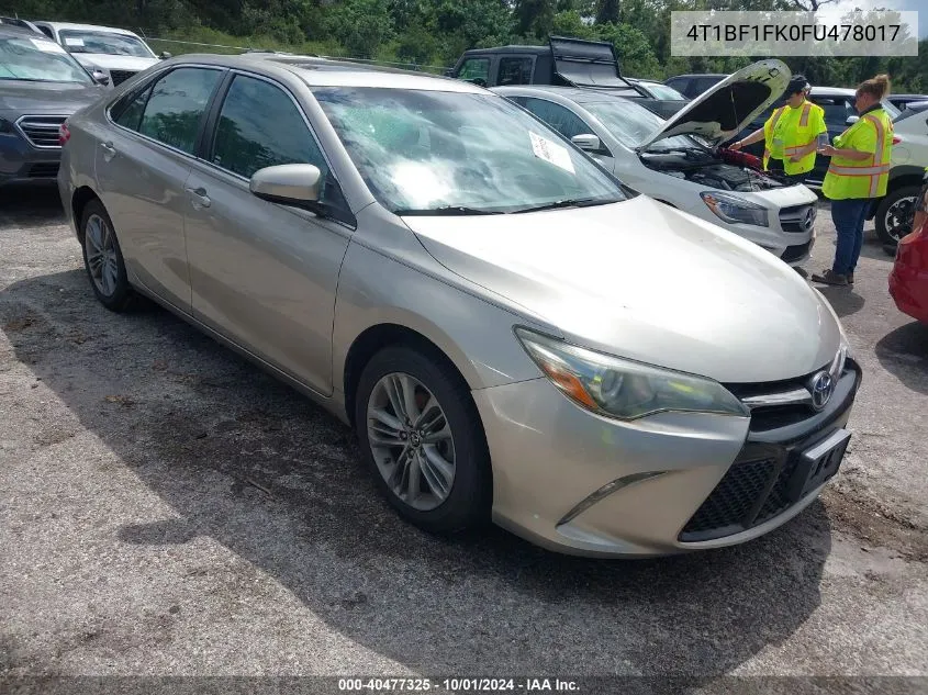 2015 Toyota Camry Le/Xle/Se/Xse VIN: 4T1BF1FK0FU478017 Lot: 40477325