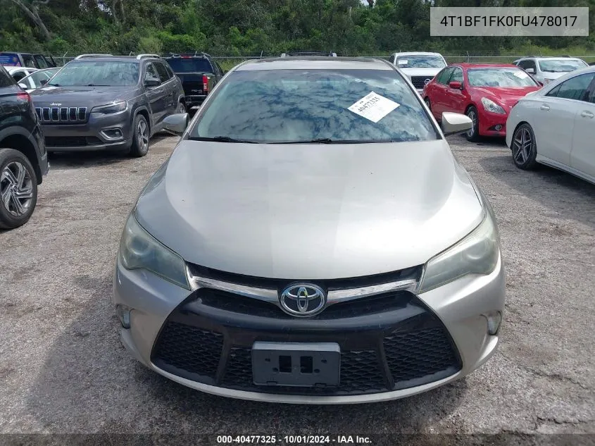 2015 Toyota Camry Le/Xle/Se/Xse VIN: 4T1BF1FK0FU478017 Lot: 40477325