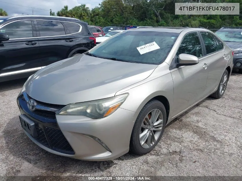 2015 Toyota Camry Le/Xle/Se/Xse VIN: 4T1BF1FK0FU478017 Lot: 40477325