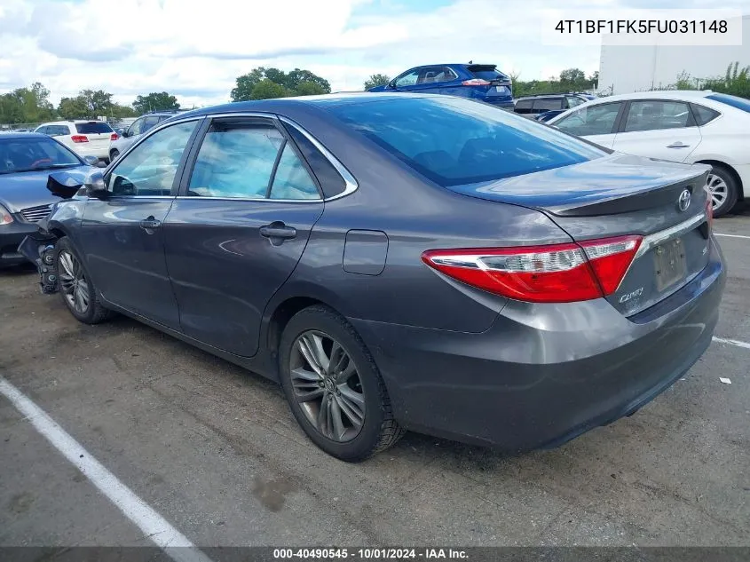 2015 Toyota Camry Se VIN: 4T1BF1FK5FU031148 Lot: 40490545