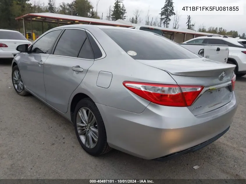 2015 Toyota Camry Se VIN: 4T1BF1FK5FU081855 Lot: 40497101