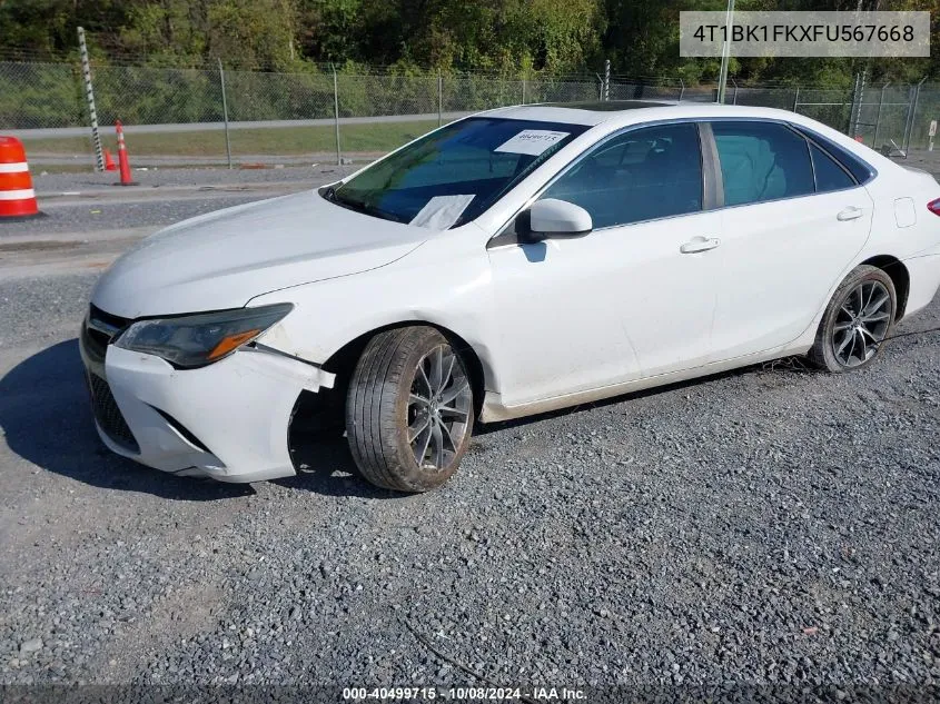 2015 Toyota Camry Xse V6 VIN: 4T1BK1FKXFU567668 Lot: 40499715