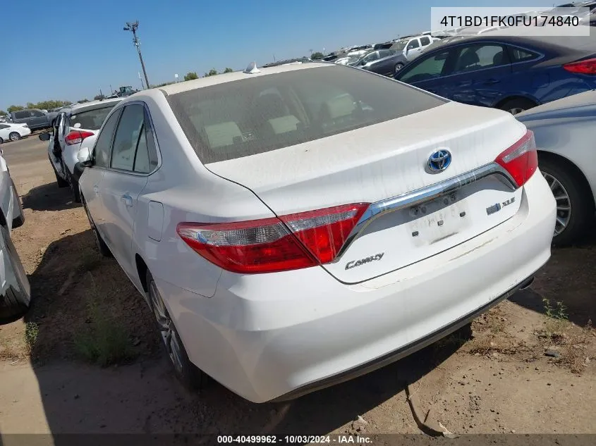 2015 Toyota Camry Hybrid Xle VIN: 4T1BD1FK0FU174840 Lot: 40499962