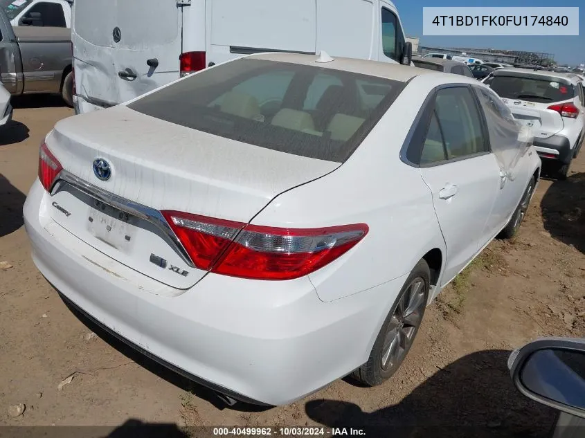 2015 Toyota Camry Hybrid Xle VIN: 4T1BD1FK0FU174840 Lot: 40499962