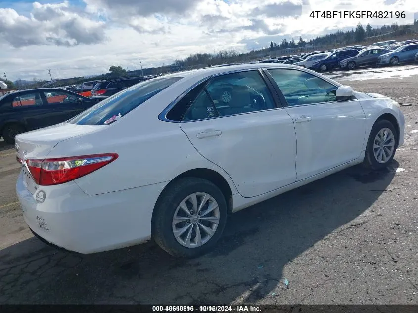 2015 Toyota Camry Le VIN: 4T4BF1FK5FR482196 Lot: 40610815