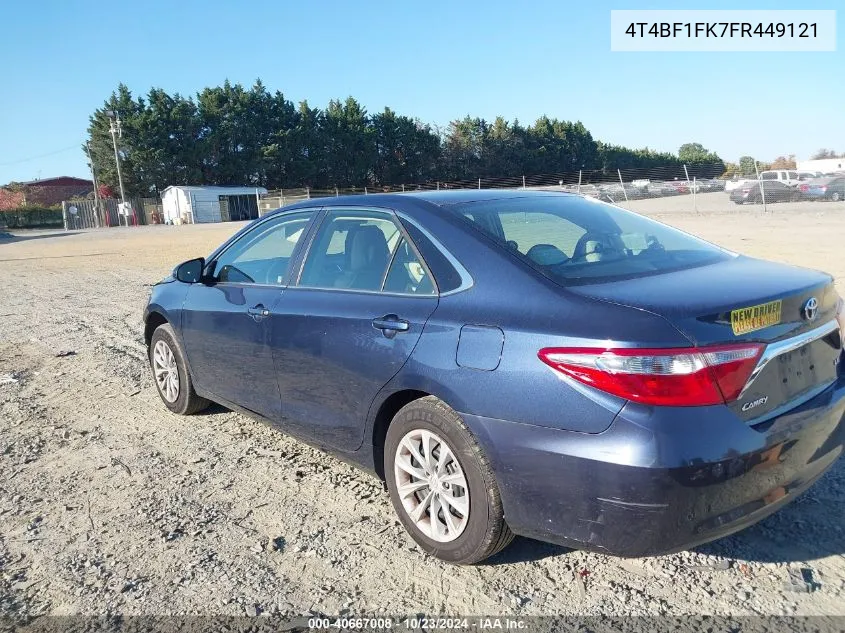 2015 Toyota Camry Le VIN: 4T4BF1FK7FR449121 Lot: 40667008