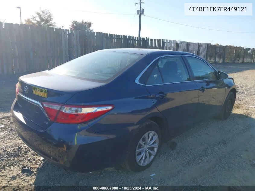 2015 Toyota Camry Le VIN: 4T4BF1FK7FR449121 Lot: 40667008