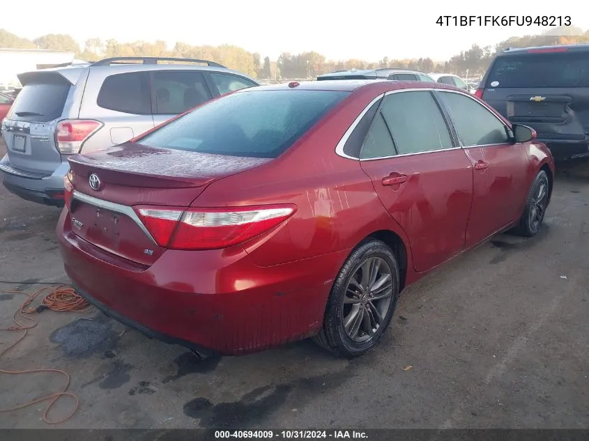 2015 Toyota Camry Se VIN: 4T1BF1FK6FU948213 Lot: 40694009