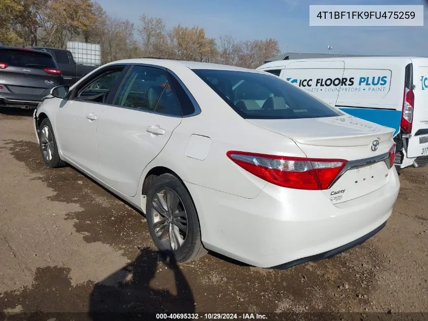 2015 Toyota Camry Se VIN: 4T1BF1FK9FU475259 Lot: 40695332