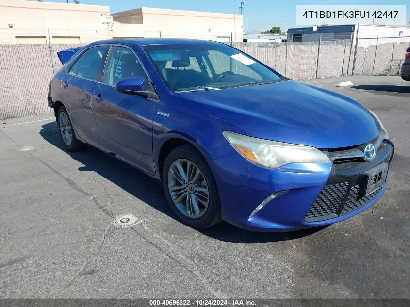 2015 Toyota Camry Hybrid Se VIN: 4T1BD1FK3FU142447 Lot: 40696322