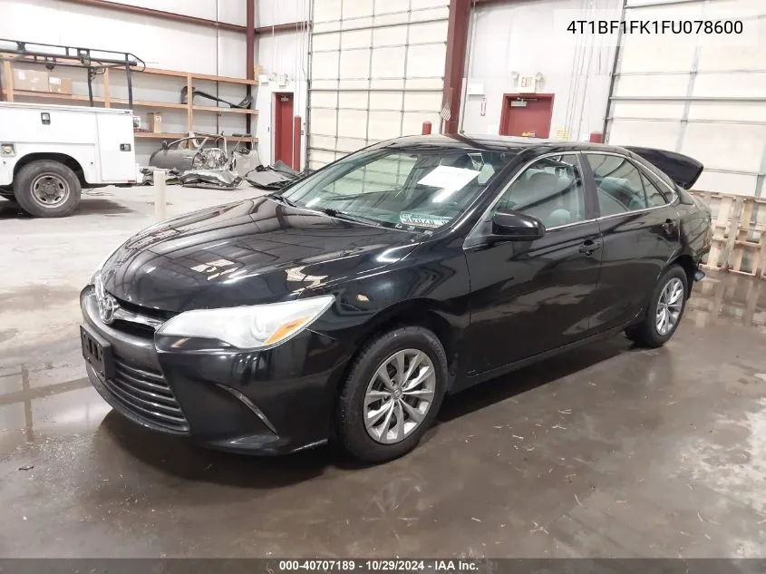 2015 Toyota Camry Le VIN: 4T1BF1FK1FU078600 Lot: 40707189