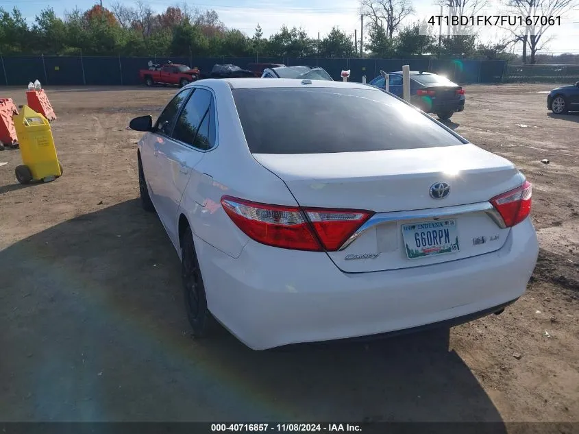 2015 Toyota Camry Hybrid Le VIN: 4T1BD1FK7FU167061 Lot: 40716857