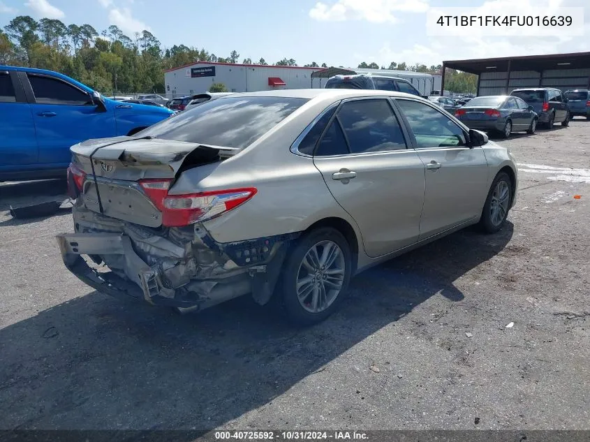 2015 Toyota Camry Se VIN: 4T1BF1FK4FU016639 Lot: 40725592