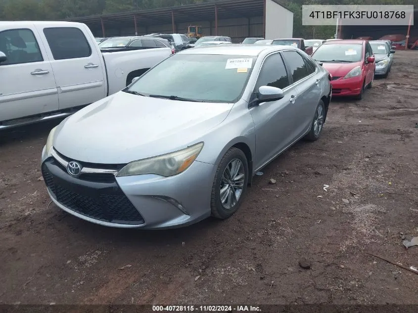 2015 Toyota Camry Se VIN: 4T1BF1FK3FU018768 Lot: 40728115