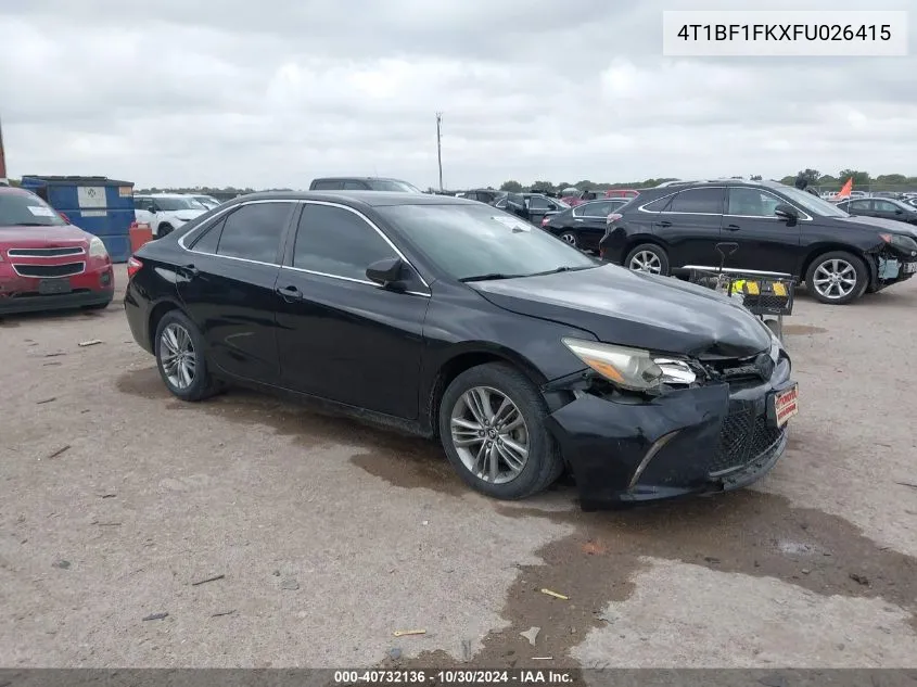 2015 Toyota Camry Se VIN: 4T1BF1FKXFU026415 Lot: 40732136