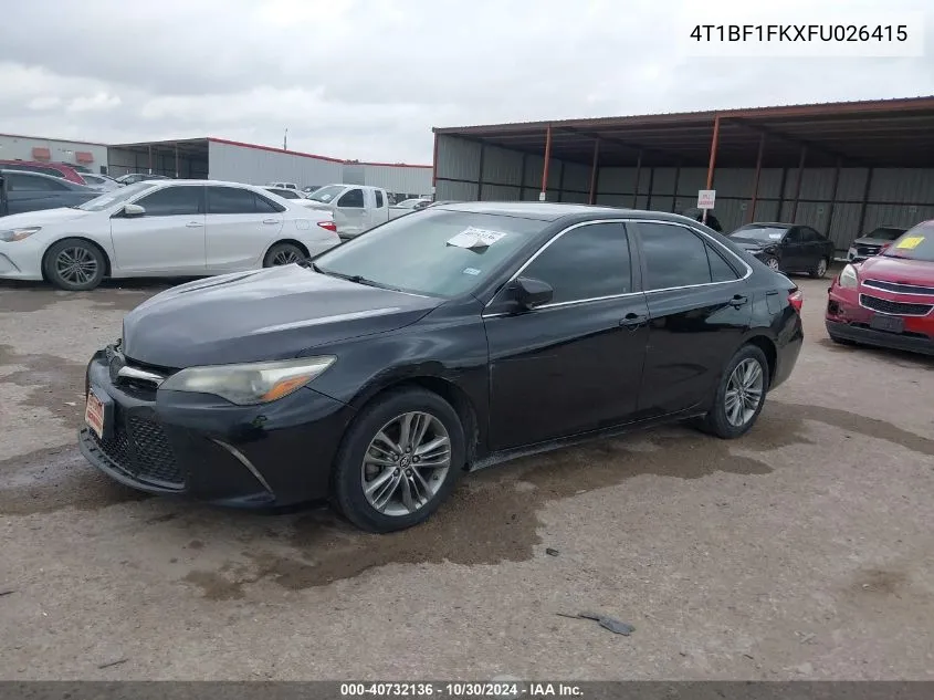 2015 Toyota Camry Se VIN: 4T1BF1FKXFU026415 Lot: 40732136