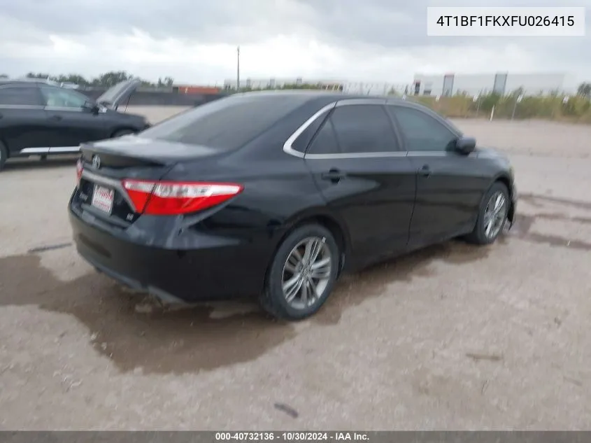 2015 Toyota Camry Se VIN: 4T1BF1FKXFU026415 Lot: 40732136