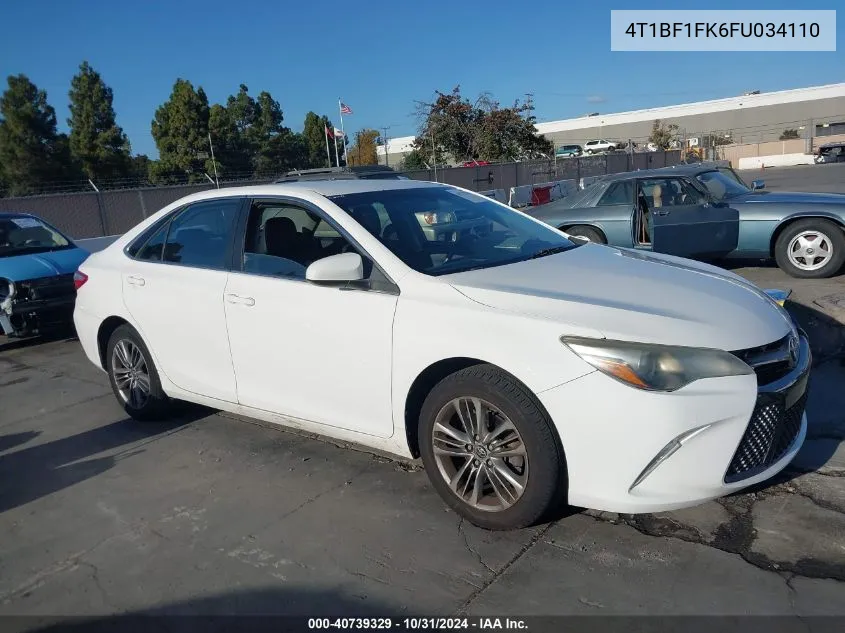 2015 Toyota Camry Se VIN: 4T1BF1FK6FU034110 Lot: 40739329