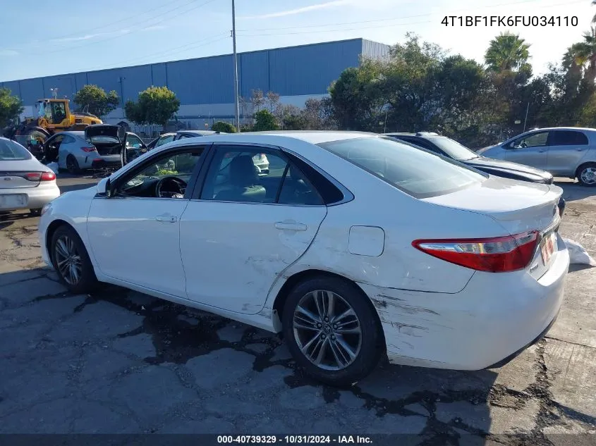 2015 Toyota Camry Se VIN: 4T1BF1FK6FU034110 Lot: 40739329