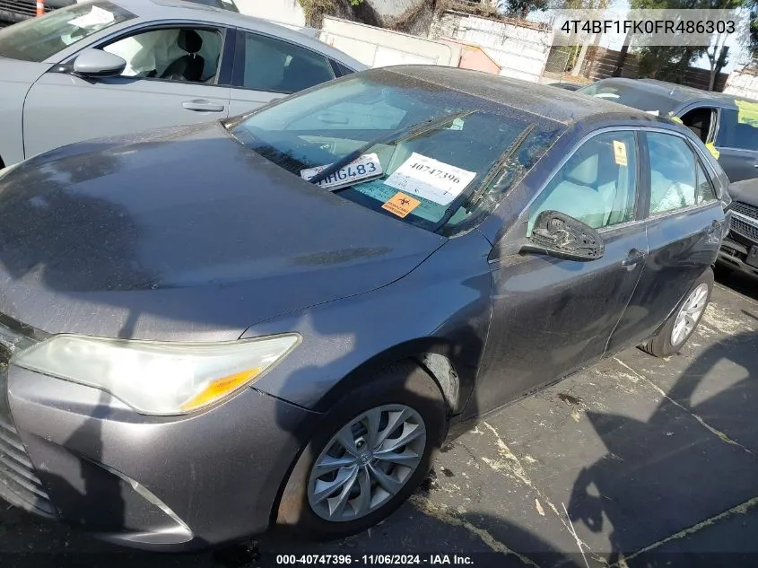 2015 Toyota Camry Le/Xle/Se/Xse VIN: 4T4BF1FK0FR486303 Lot: 40747396