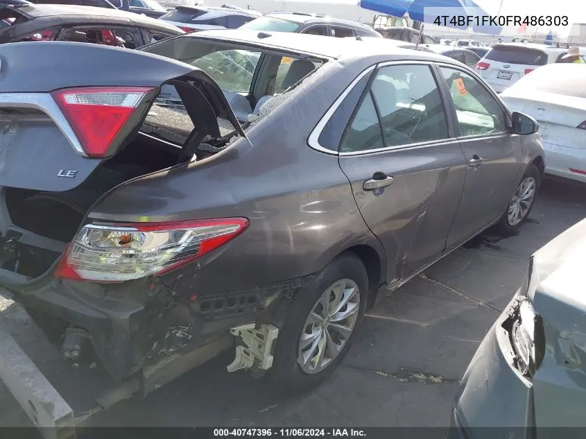 2015 Toyota Camry Le/Xle/Se/Xse VIN: 4T4BF1FK0FR486303 Lot: 40747396