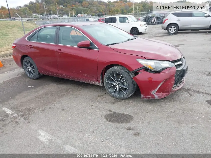 2015 Toyota Camry Xse VIN: 4T1BF1FK1FU920254 Lot: 40753679