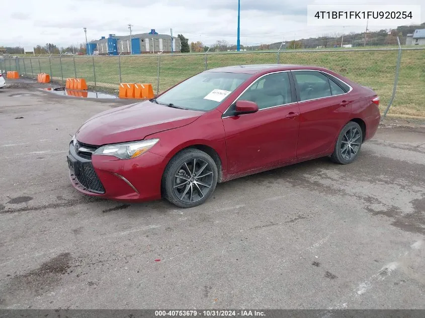 2015 Toyota Camry Xse VIN: 4T1BF1FK1FU920254 Lot: 40753679