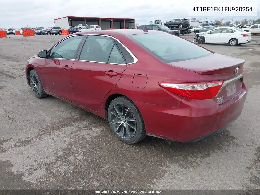 2015 Toyota Camry Xse VIN: 4T1BF1FK1FU920254 Lot: 40753679