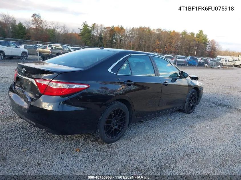 2015 Toyota Camry Se VIN: 4T1BF1FK6FU075918 Lot: 40755958