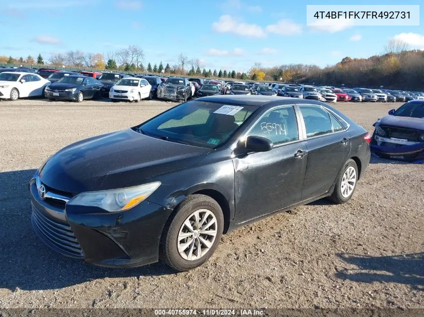 2015 Toyota Camry Le VIN: 4T4BF1FK7FR492731 Lot: 40755974