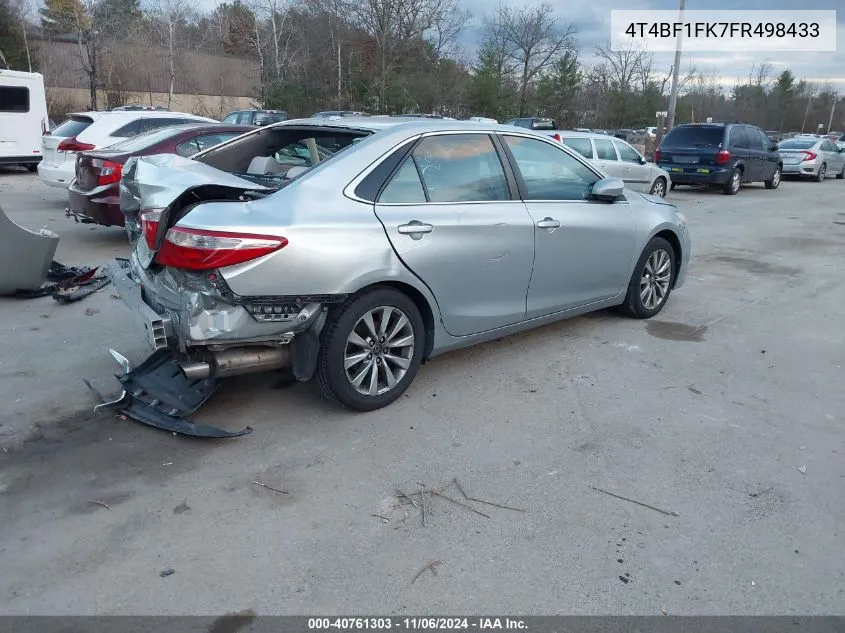 2015 Toyota Camry Xle VIN: 4T4BF1FK7FR498433 Lot: 40761303