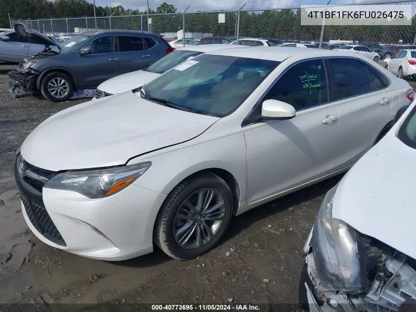 2015 Toyota Camry Se VIN: 4T1BF1FK6FU026475 Lot: 40773695