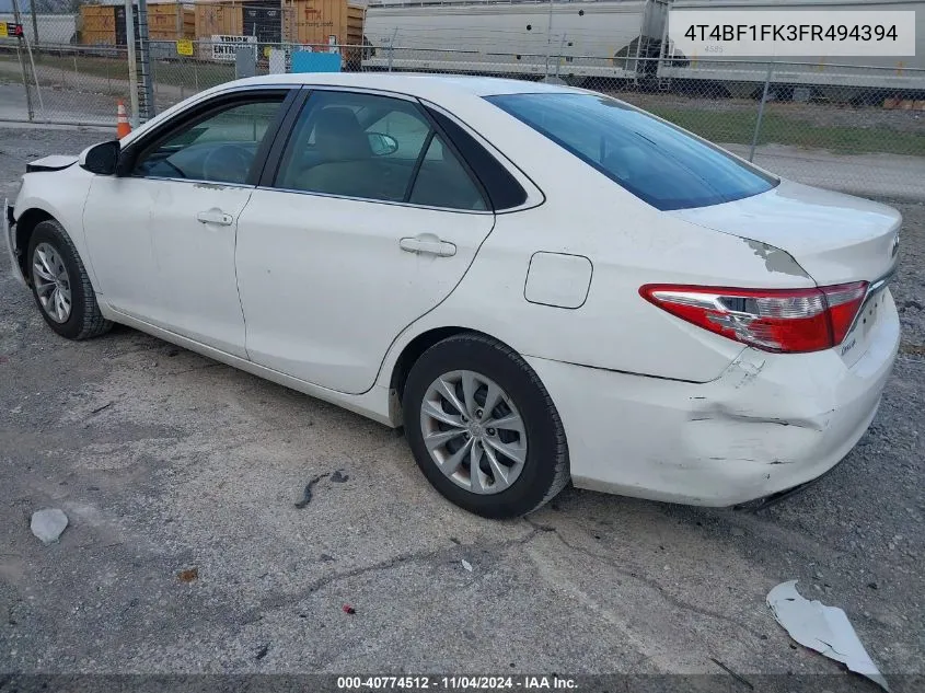 2015 Toyota Camry Le VIN: 4T4BF1FK3FR494394 Lot: 40774512